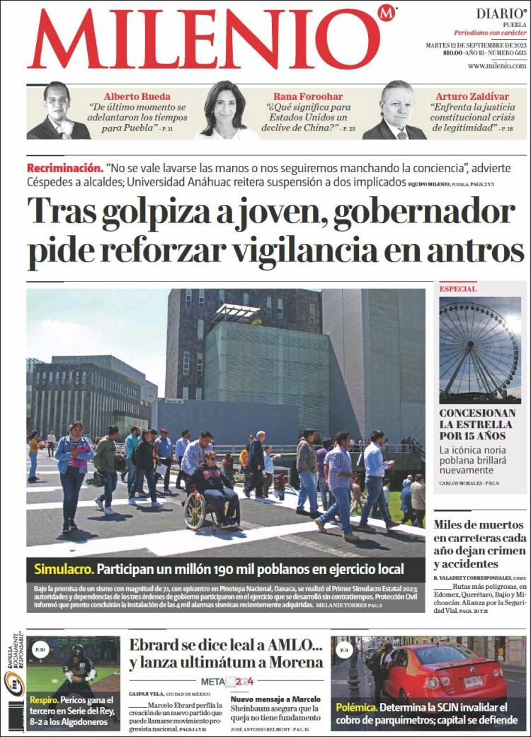 Portada de Milenio de Puebla (M&eacute;xico)