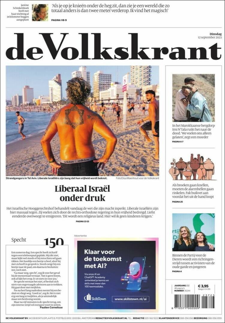 Portada de De Volkskrant (Pa&iacute;ses Bajos)