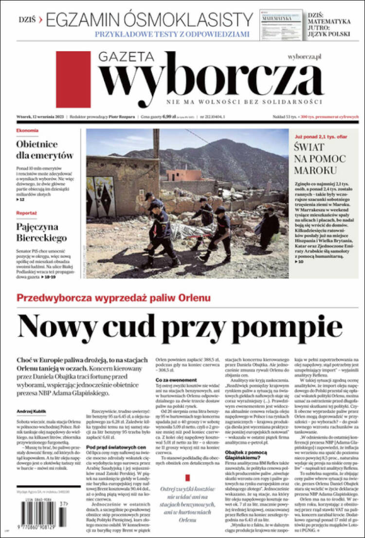 Portada de Gazeta Wyborcza (Polonia)