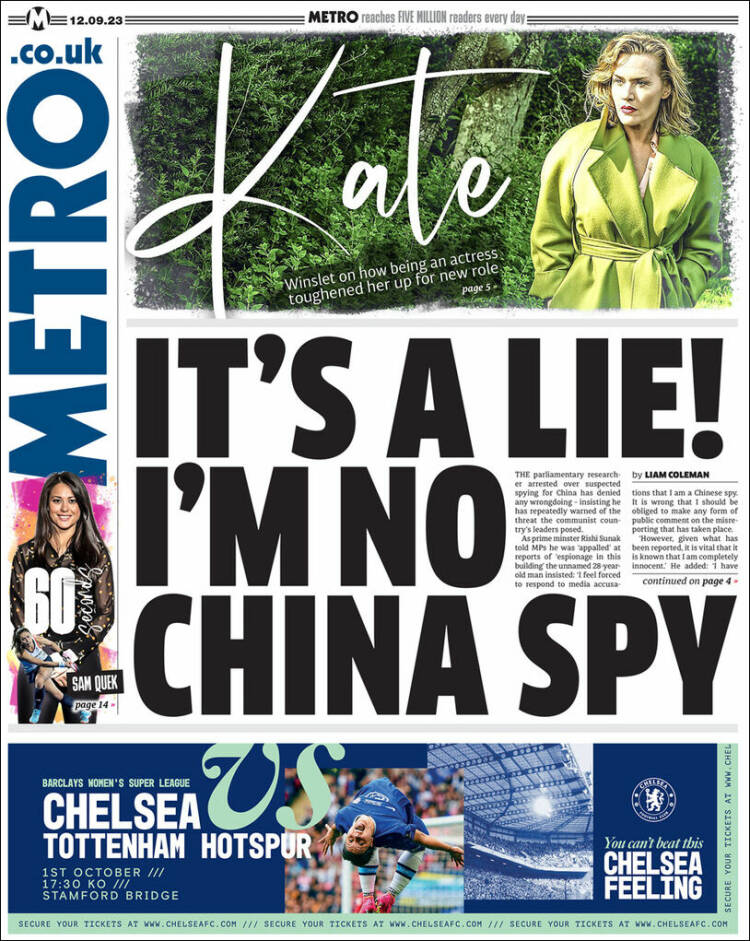 Portada de Metro (Reino Unido)