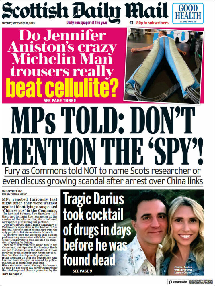 Portada de Scottish Daily Mail (Reino Unido)
