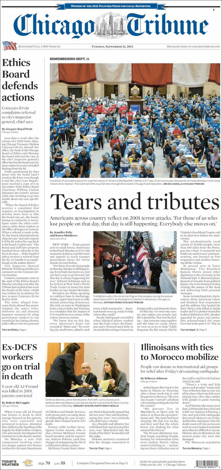 Portada de Chicago Tribune (USA)