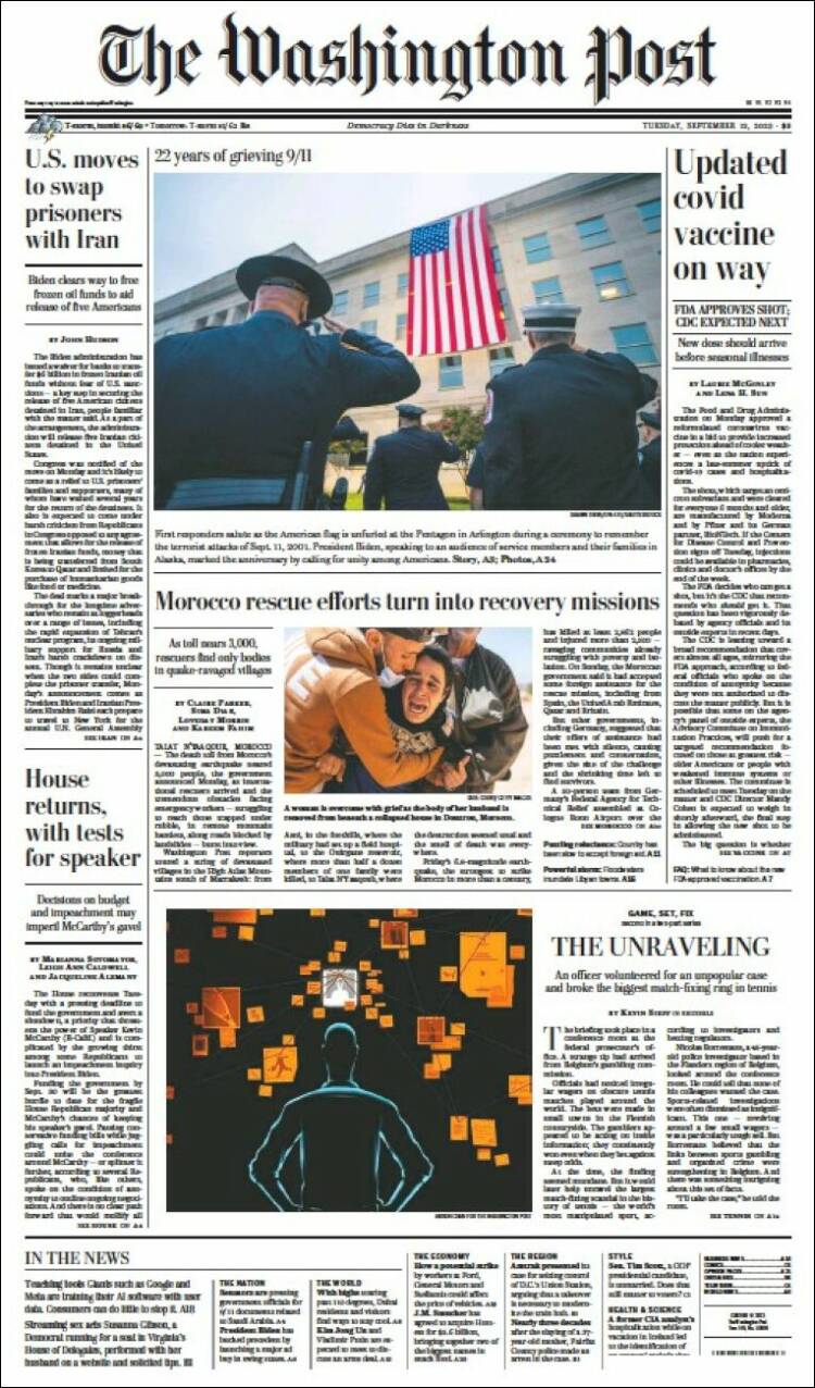Portada de The Washington Post (USA)