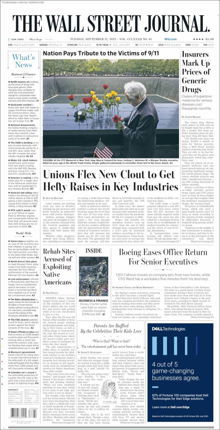 Portada de Wall Street Journal (USA)