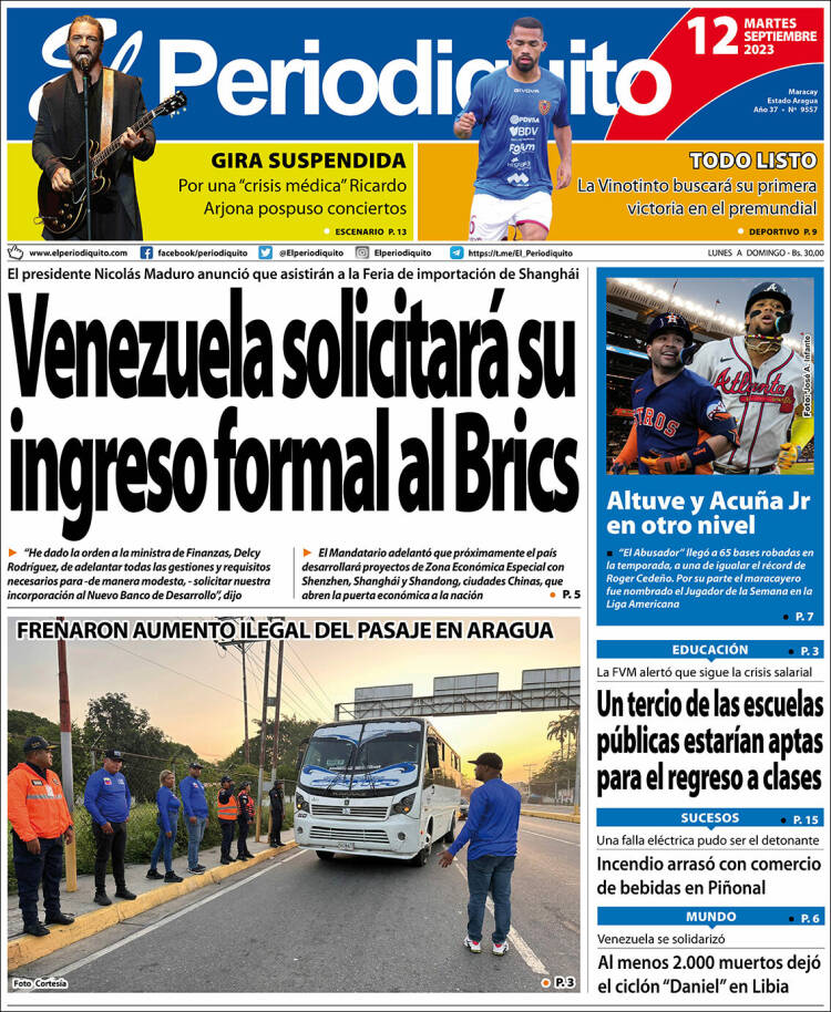 Portada de Periodiquito de Aragua (Venezuela)