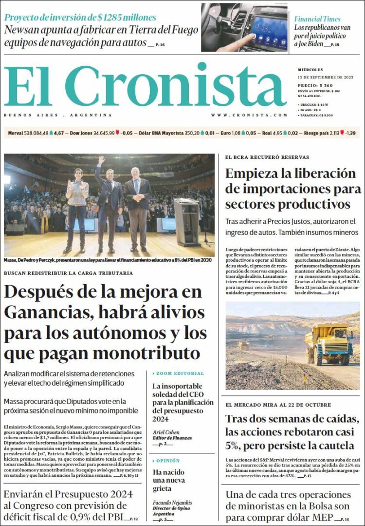 Portada de El Cronista Comercial (Argentina)