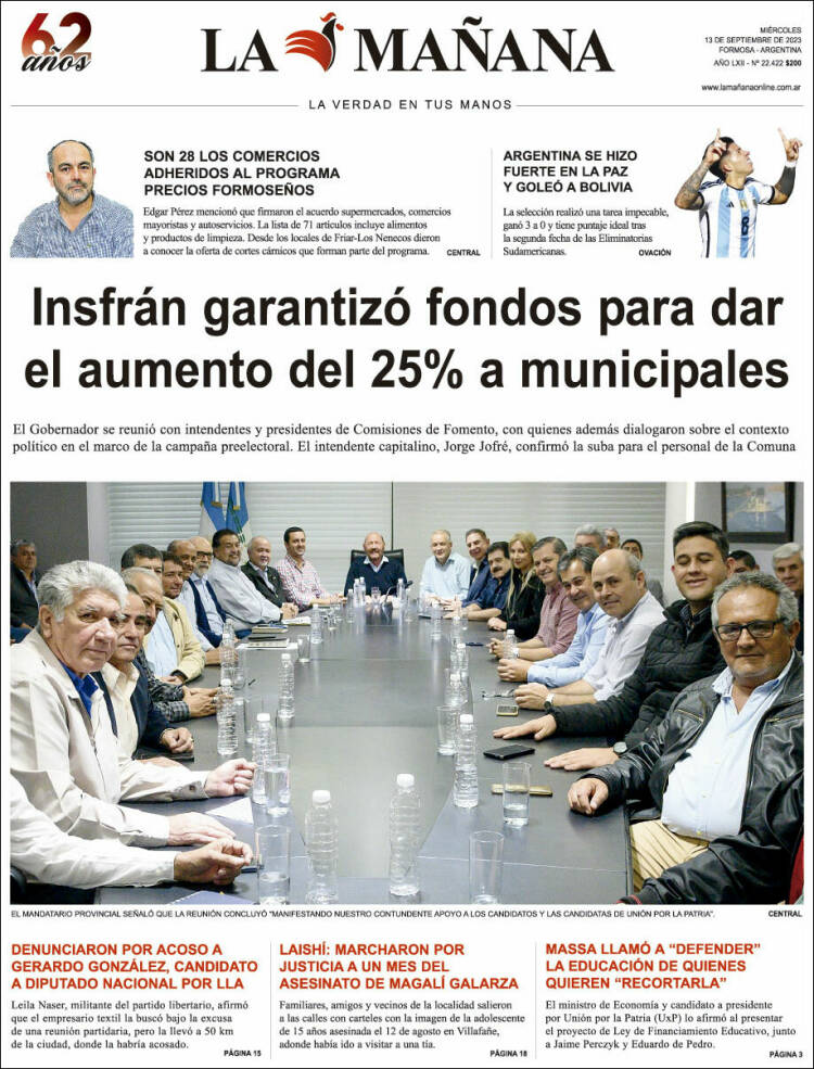 Portada de Diario La Mañana (Argentina)