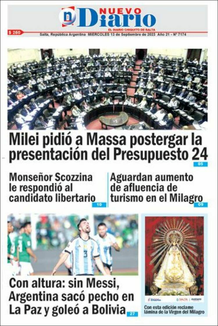 Portada de Nuevo Diario de Salta (Argentina)