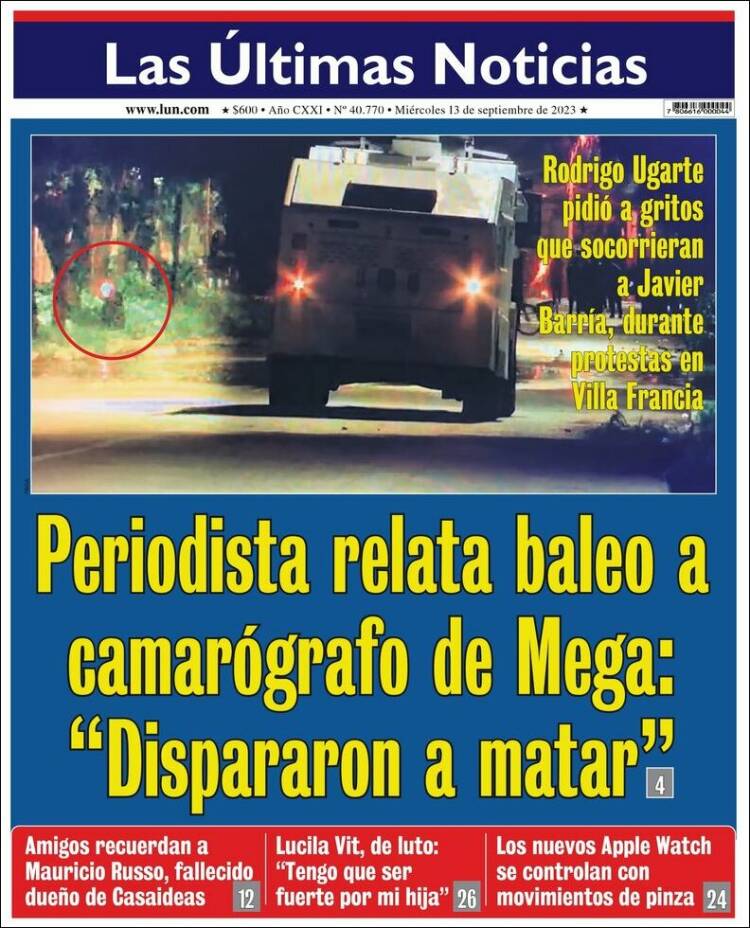 Portada de Las Últimas Noticias (Chile)
