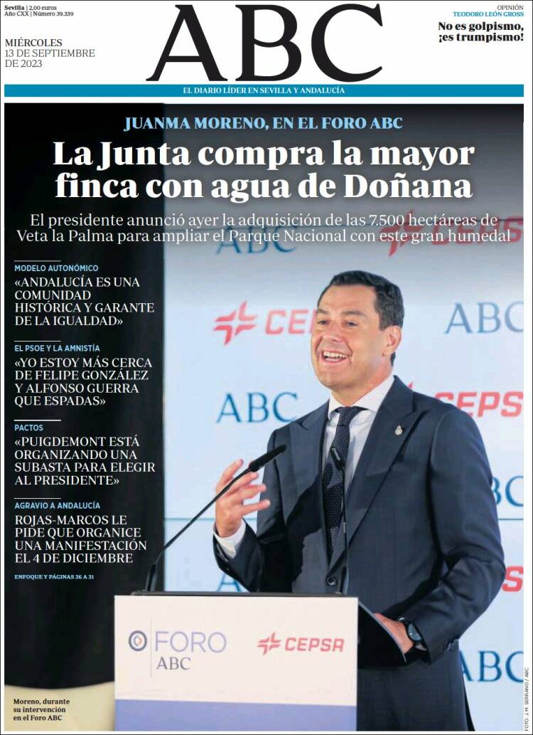 Portada de ABC - Sevilla (Espa&ntilde;a)
