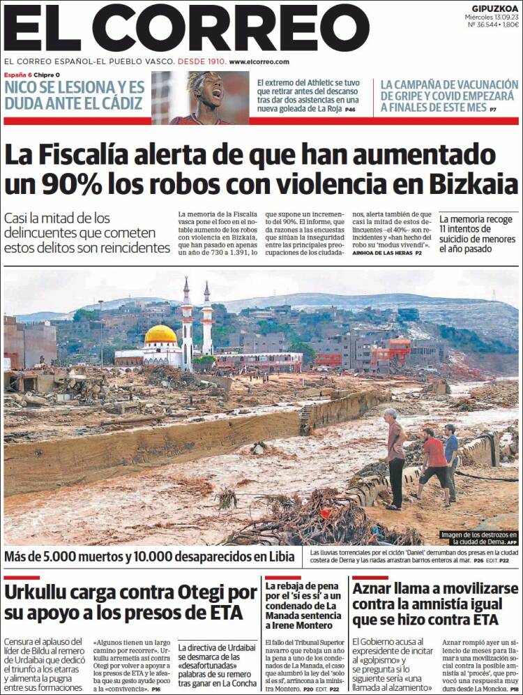Portada de El Correo - Guipuzcoa (Espa&ntilde;a)