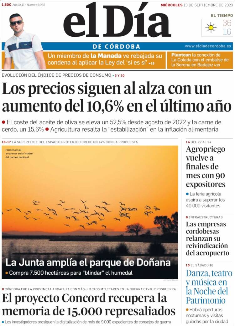 Portada de El Día de Córdoba (Espa&ntilde;a)