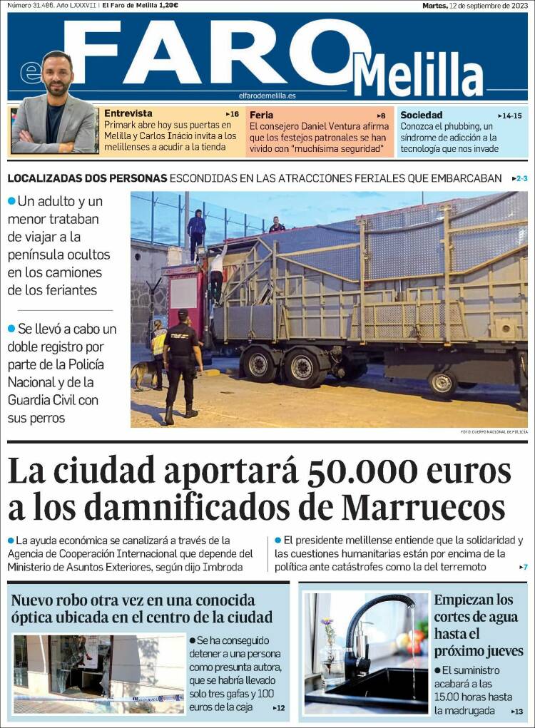 Portada de El Faro de Melilla (Espa&ntilde;a)