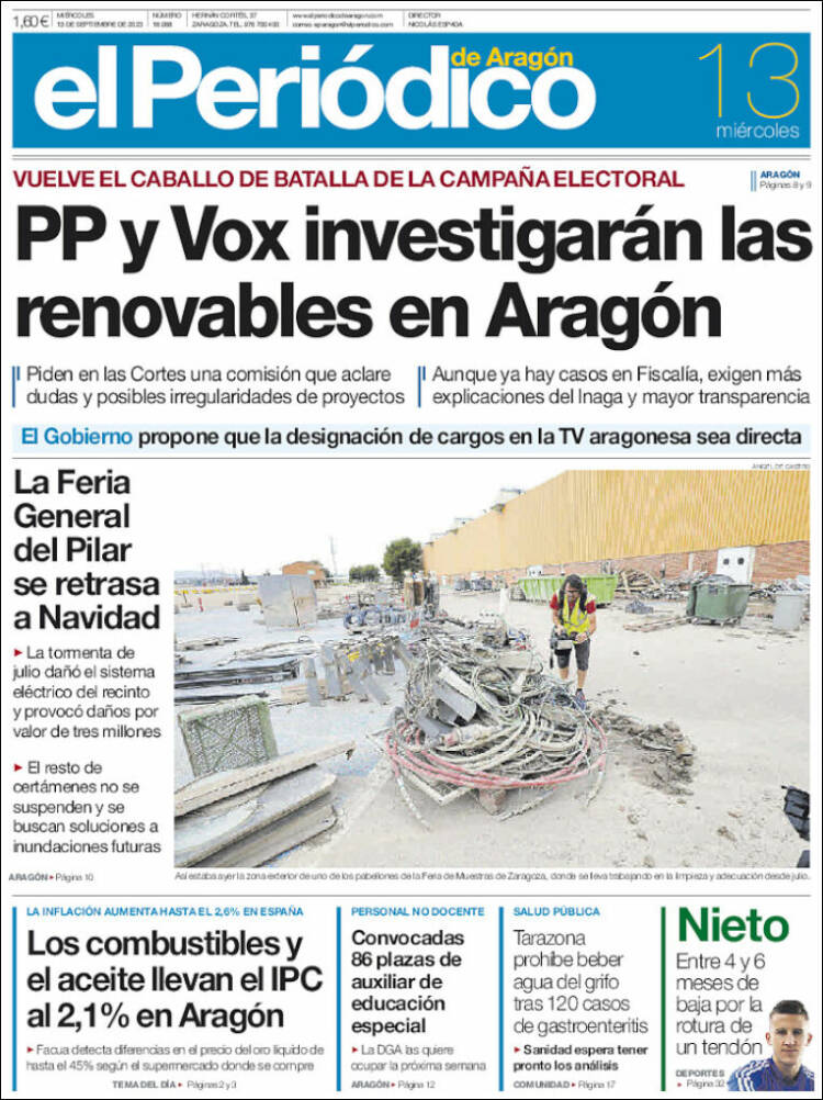 Portada de El Periódico de Aragón (Espa&ntilde;a)
