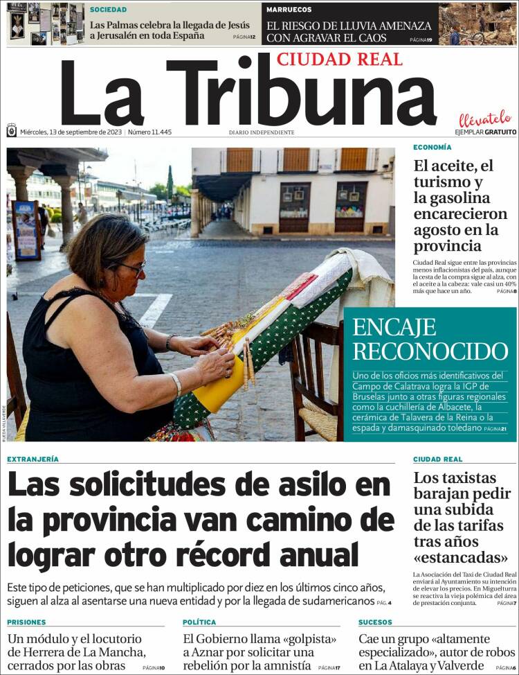 Portada de La Tribuna de Ciudad Real (Espa&ntilde;a)