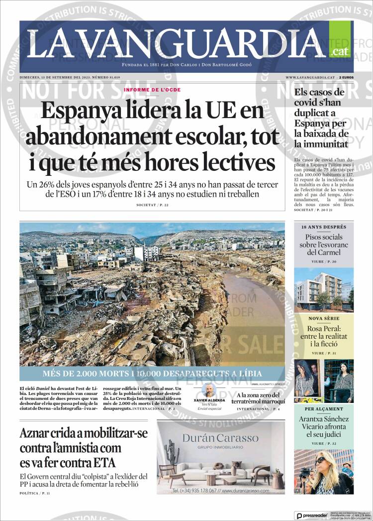 Portada de La Vanguardia (Espa&ntilde;a)