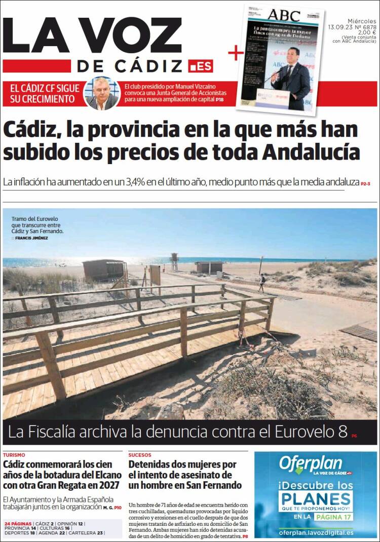 Portada de La Voz de Cádiz (Espa&ntilde;a)