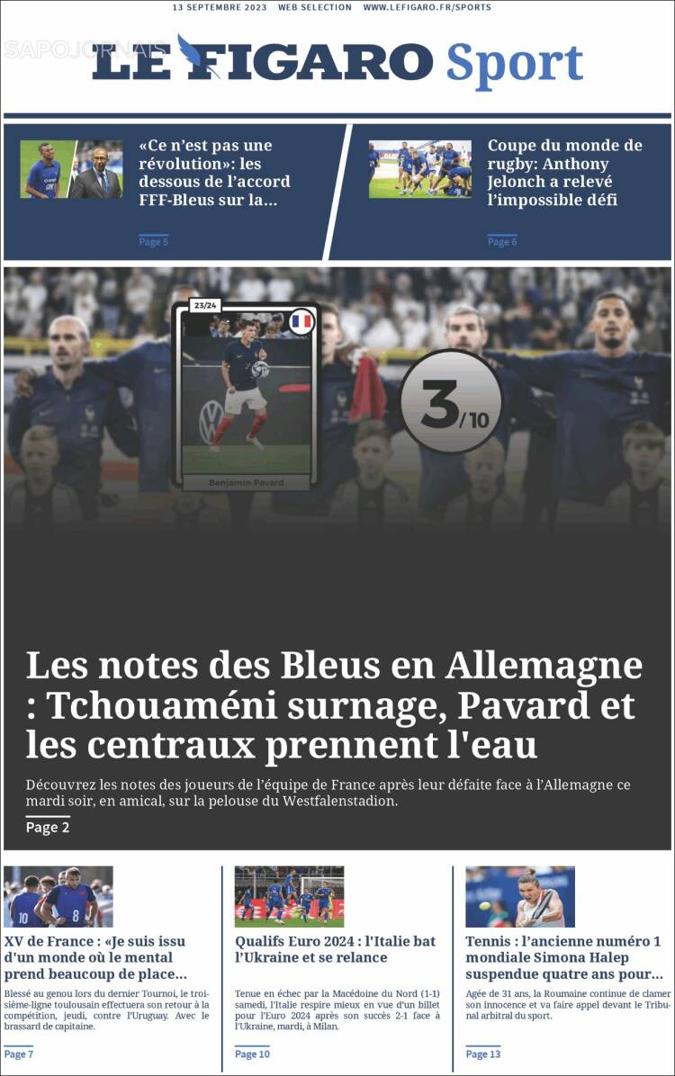 Portada de Le Figaro Sport (Francia)