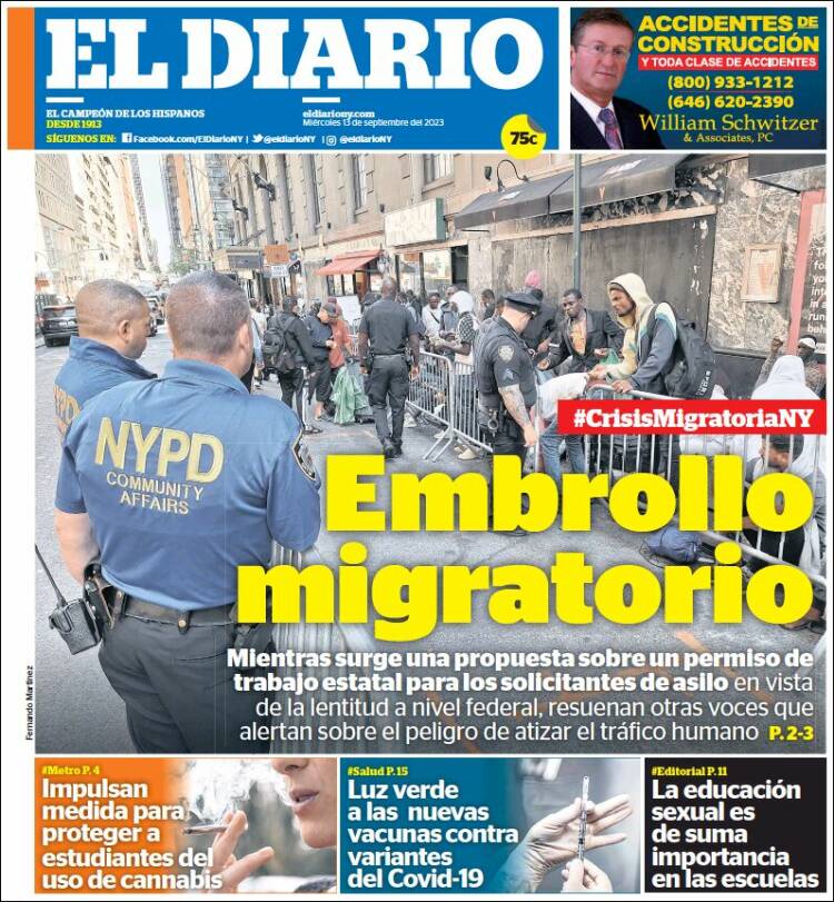 Portada de El Diario NY (USA)