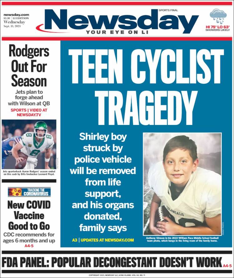 Portada de Newsday (USA)