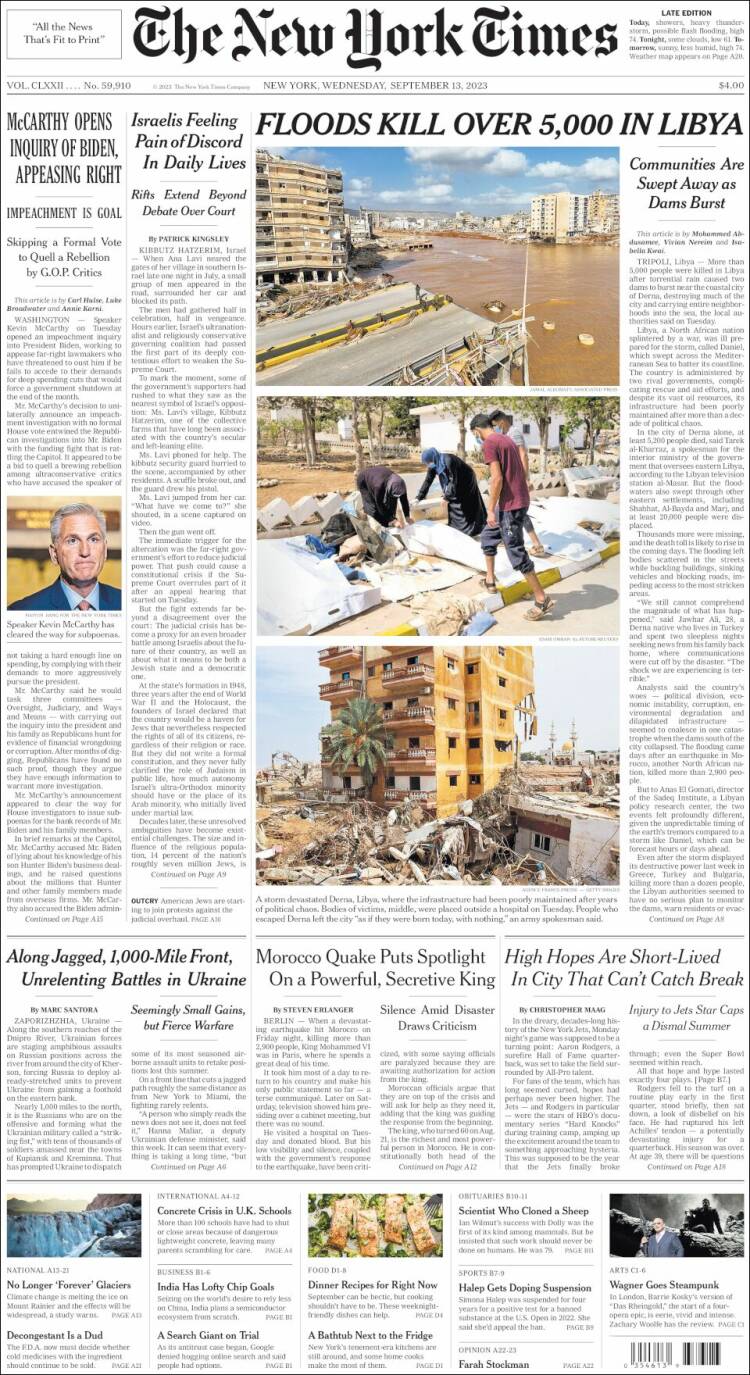 Portada de New York Times (USA)