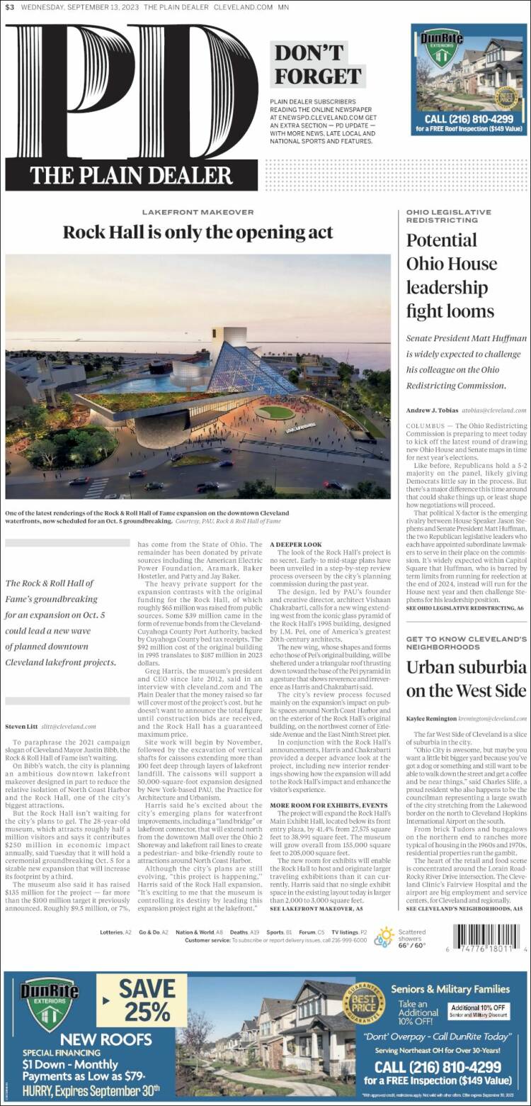 Portada de The Plain Dealer (USA)