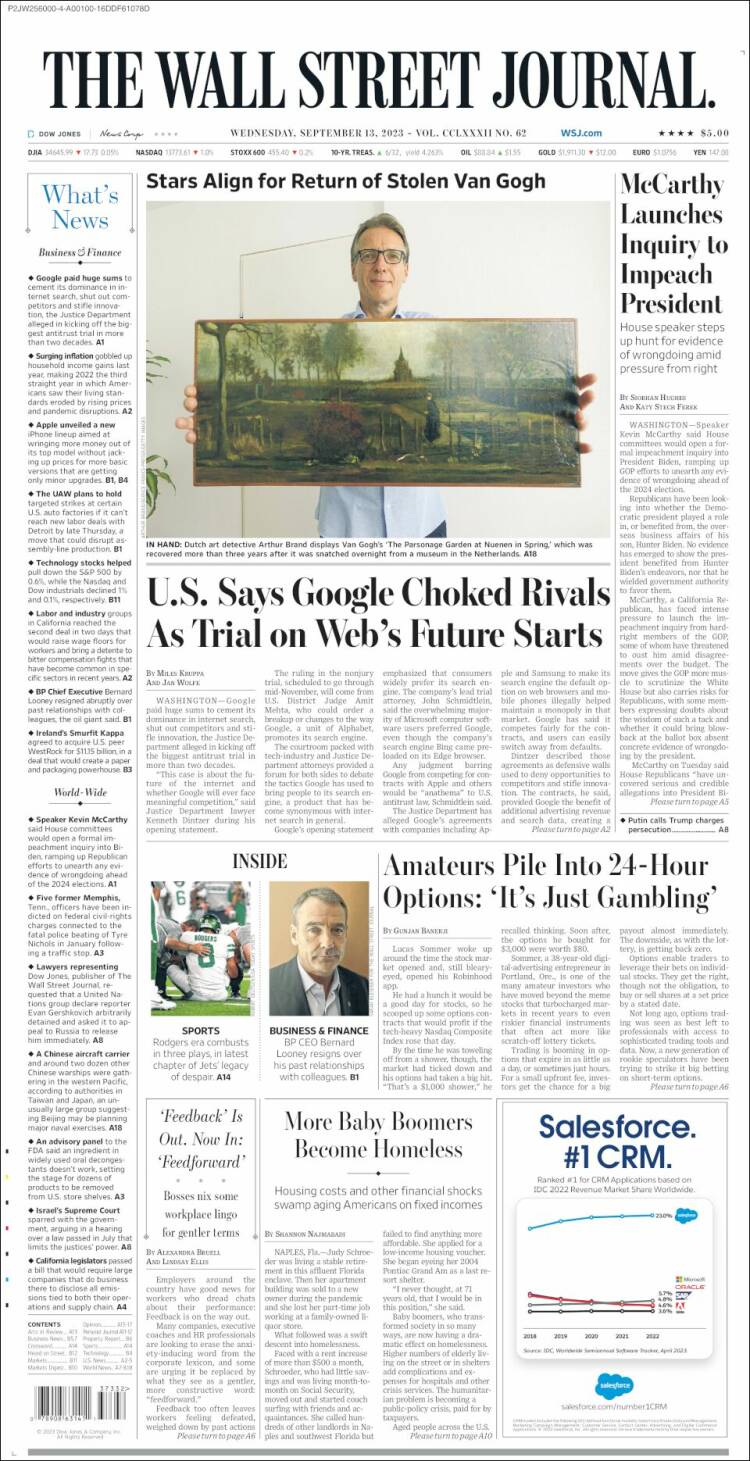 Portada de Wall Street Journal (USA)