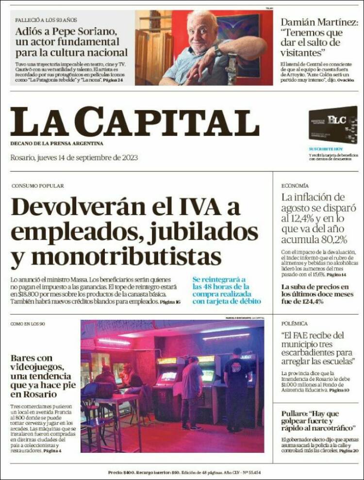 Portada de La Capital - Rosario (Argentina)