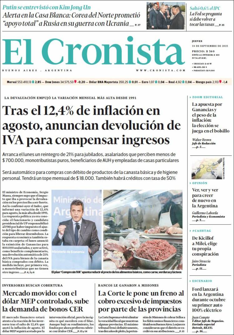 Portada de El Cronista Comercial (Argentina)