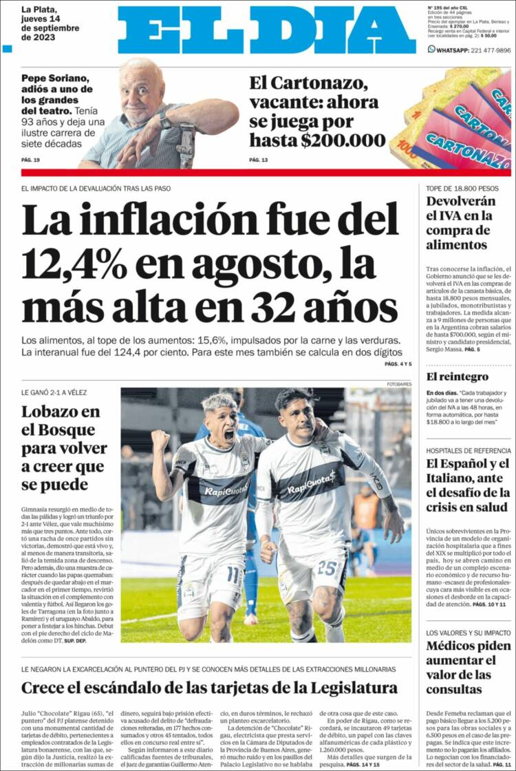 Portada de El Día de la Plata (Argentina)