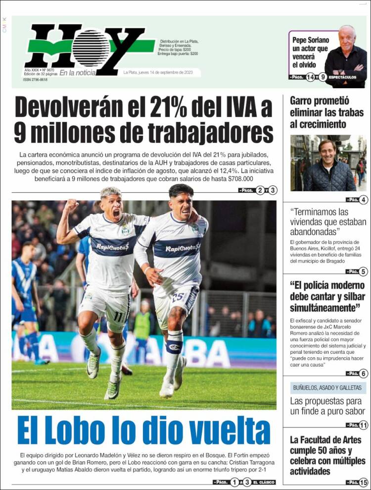 Portada de Diario Hoy (Argentina)