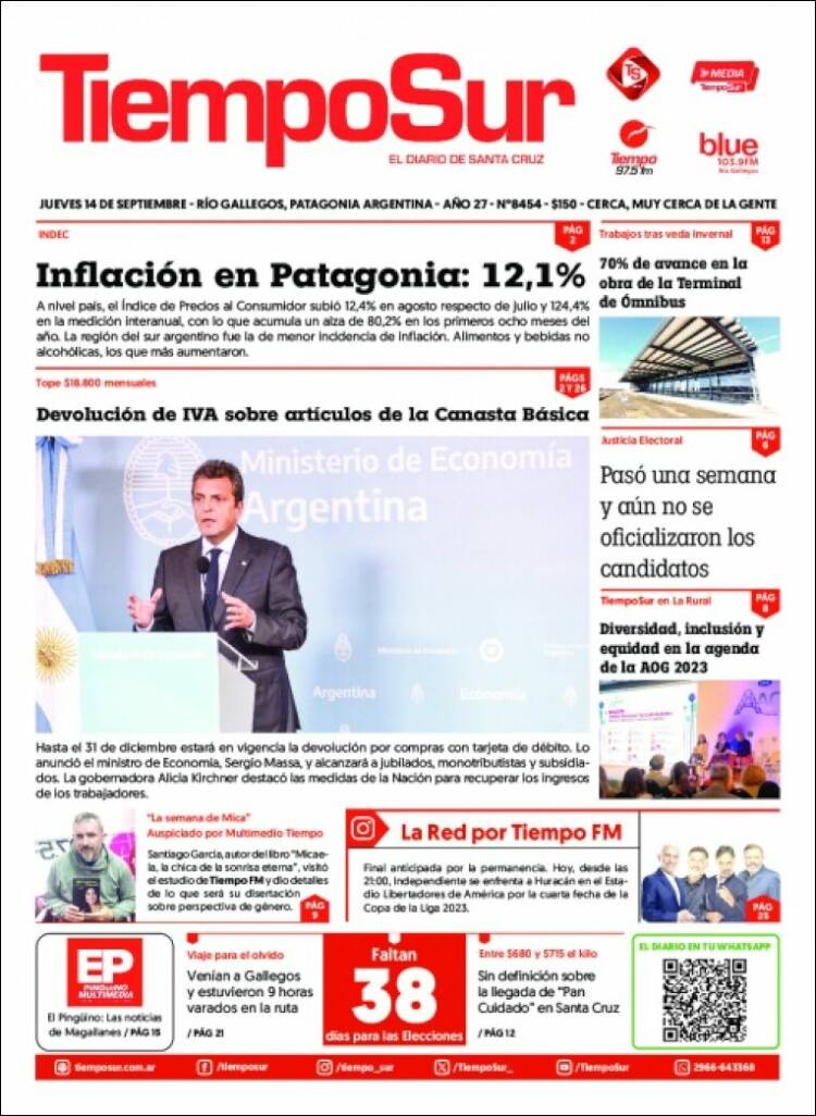 Portada de Tiempo Sur (Argentina)