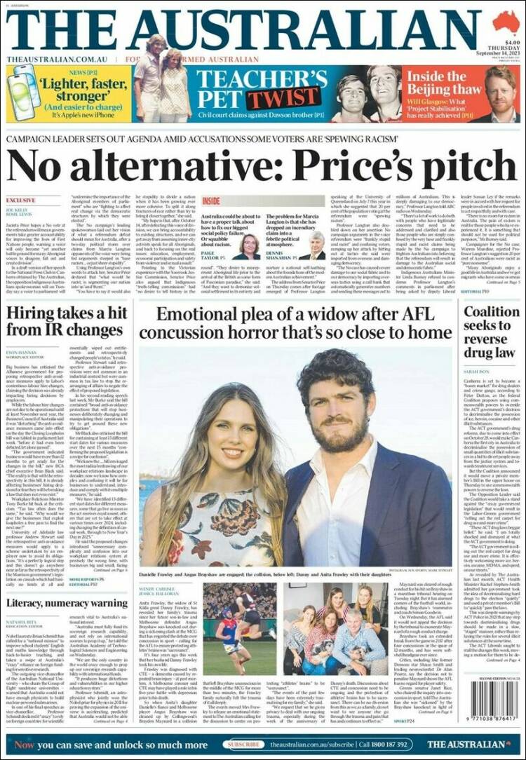 Portada de The Australian (Australia)