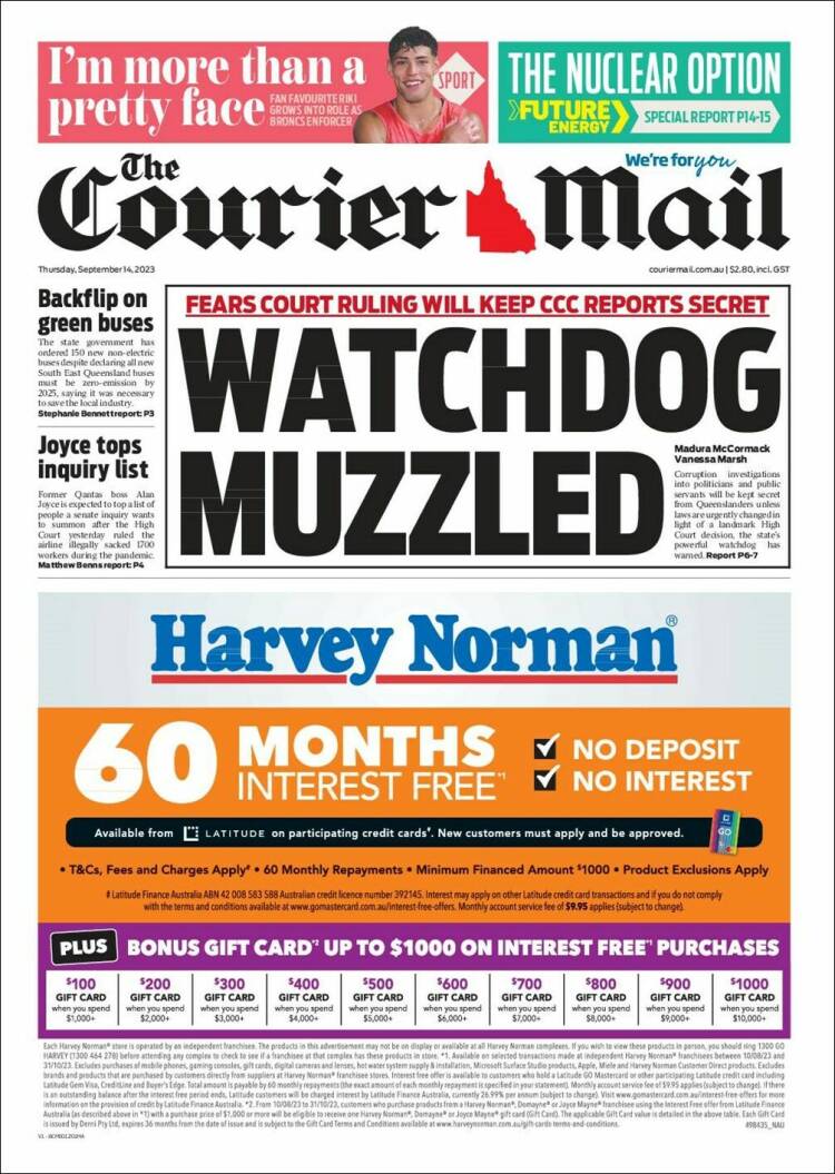 Portada de The Courier-Mail (Australia)