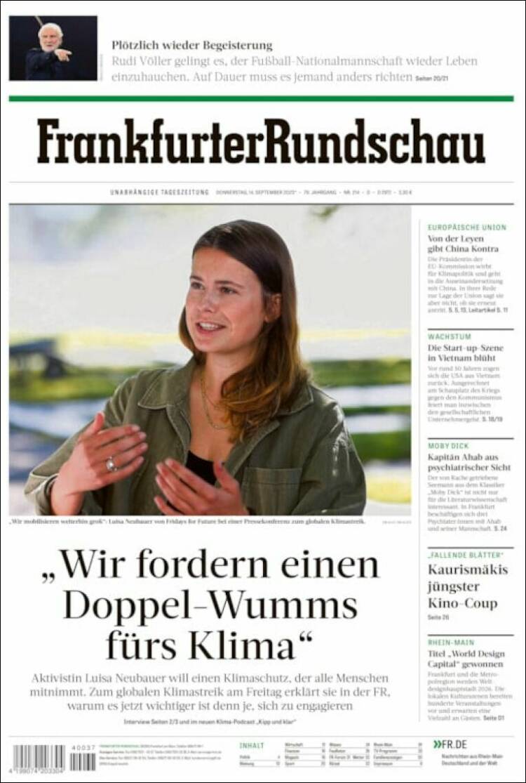 Portada de Frankfurter Rundschau (Alemania)