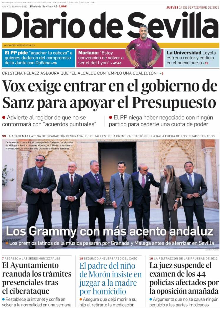 Portada de Diario de Sevilla (España)