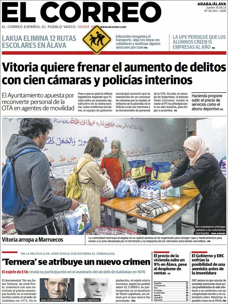 Portada de El Correo - Álava (España)