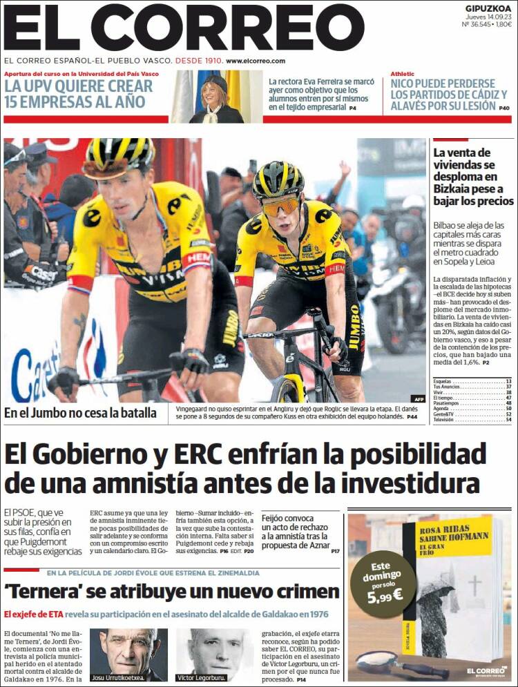 Portada de El Correo - Guipuzcoa (España)