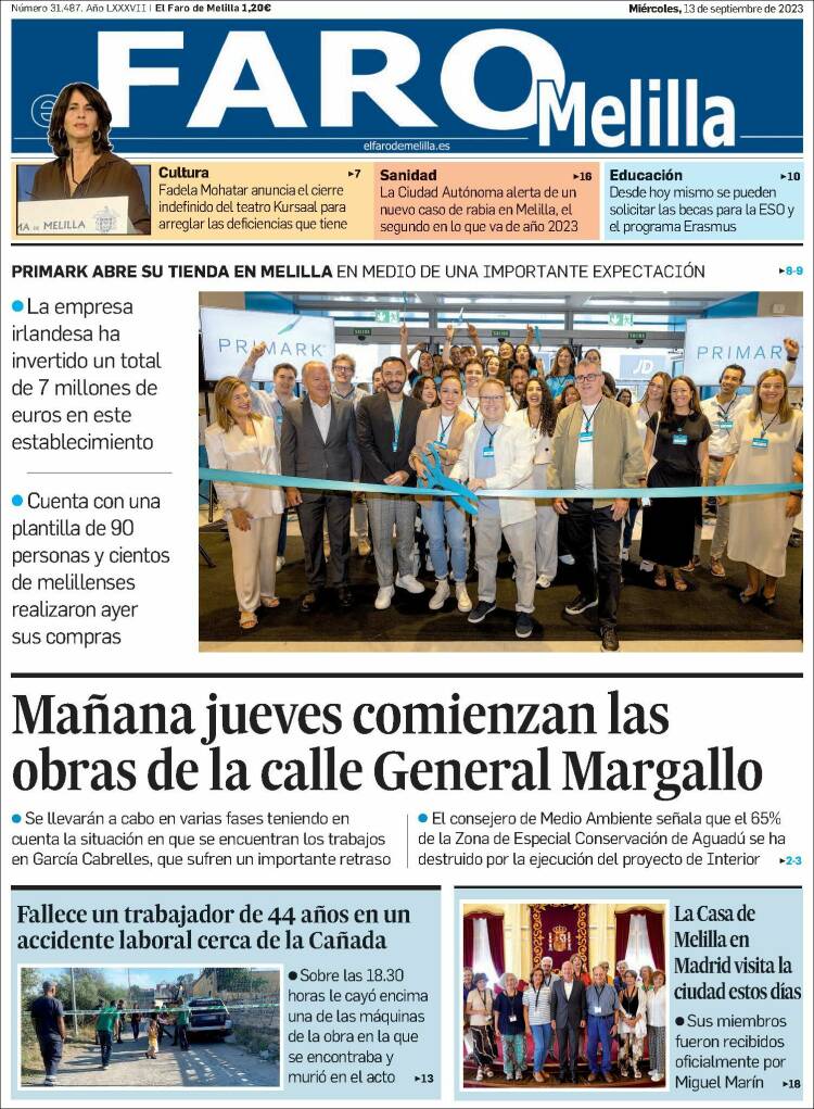 Portada de El Faro de Melilla (España)