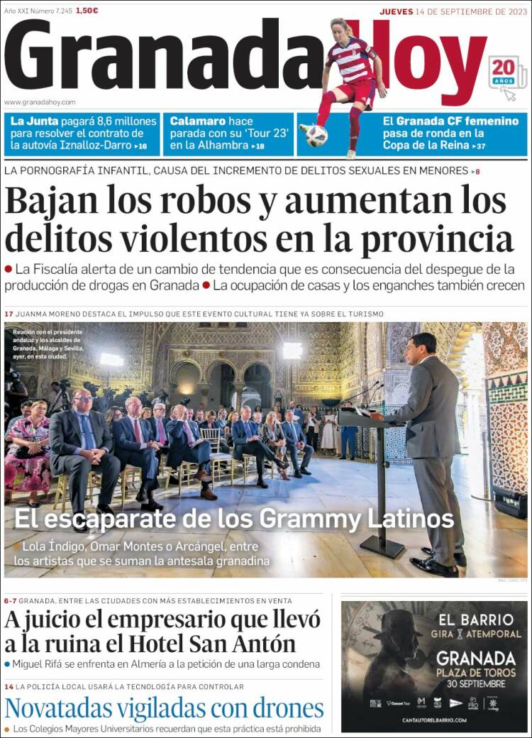 Portada de Granada Hoy (España)