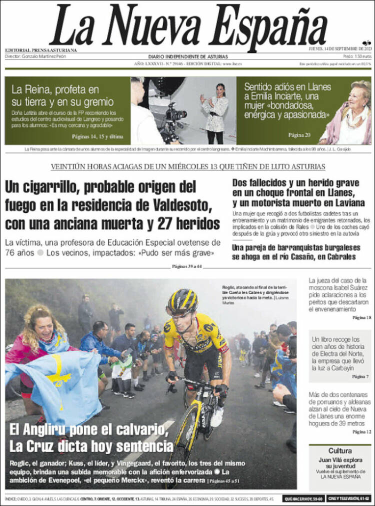 Portada de La Nueva España (España)