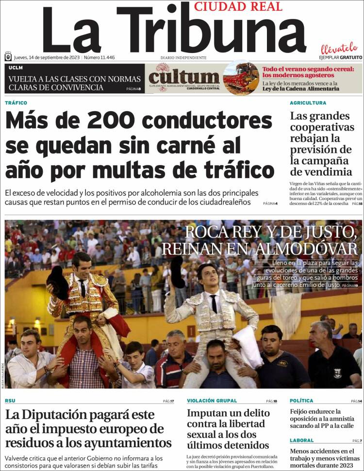 Portada de La Tribuna de Ciudad Real (España)