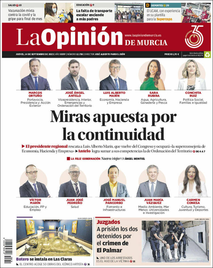 Portada de La Opinión de Murcia (España)