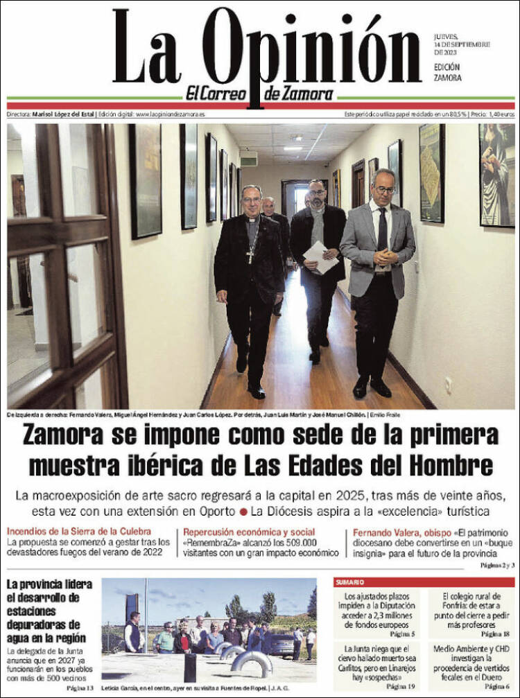 Portada de La Opinión - El Correo de Zamora (España)