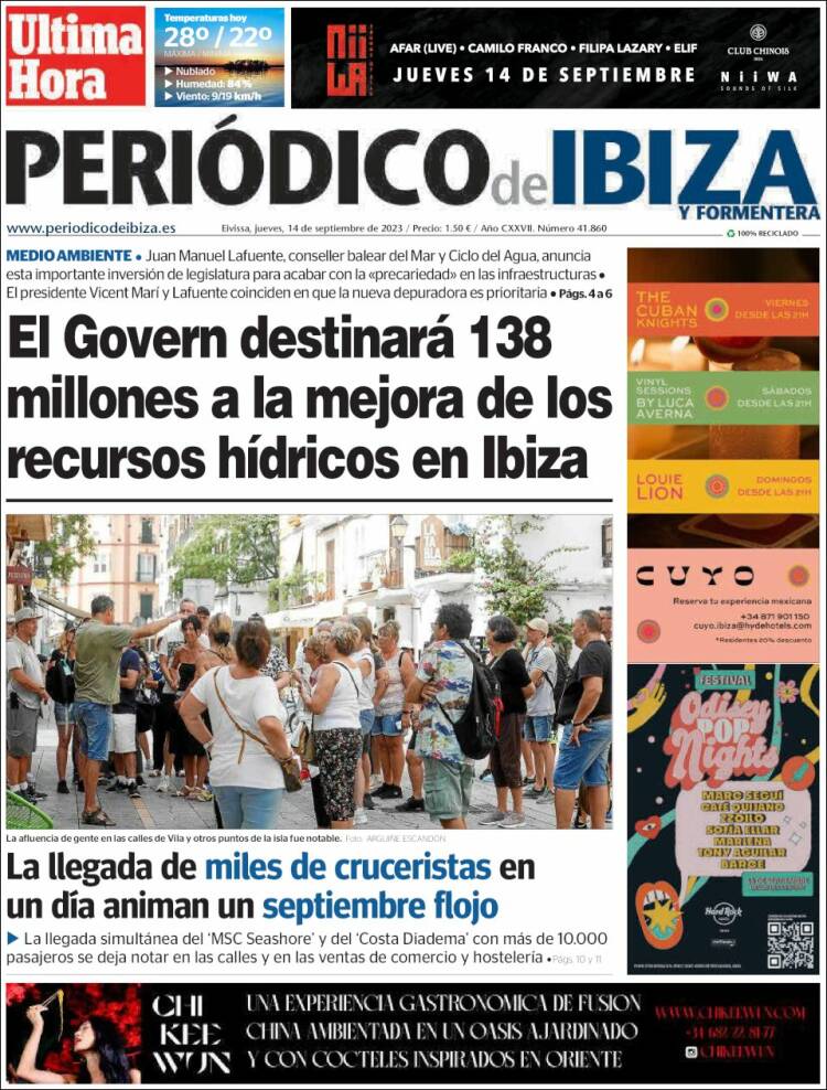 Portada de Periódico de Ibiza (España)