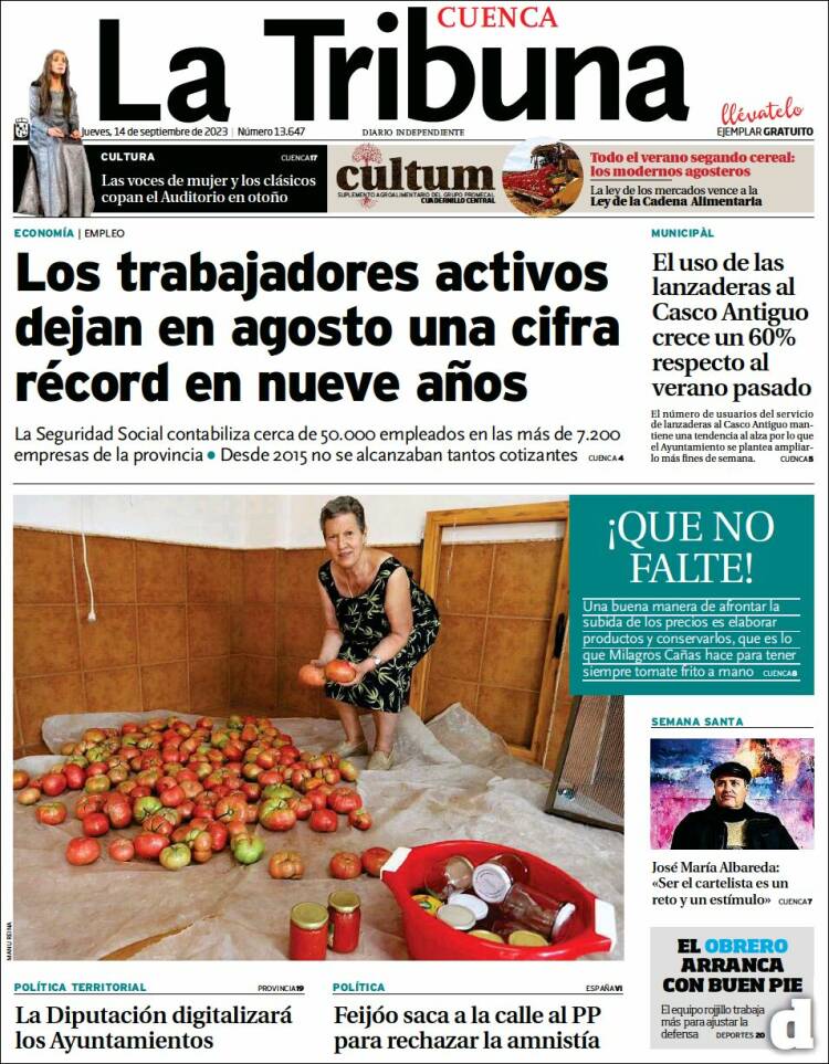 Portada de La Tribuna de Cuenca (España)