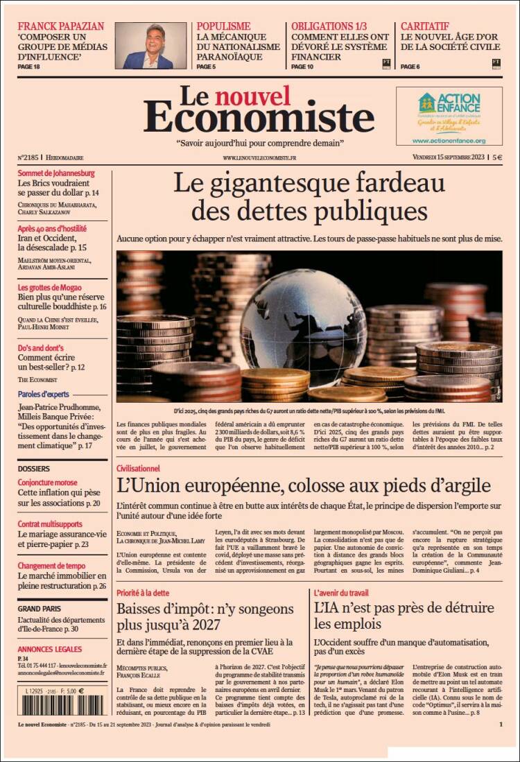 Portada de Le nouvel Economiste (Francia)