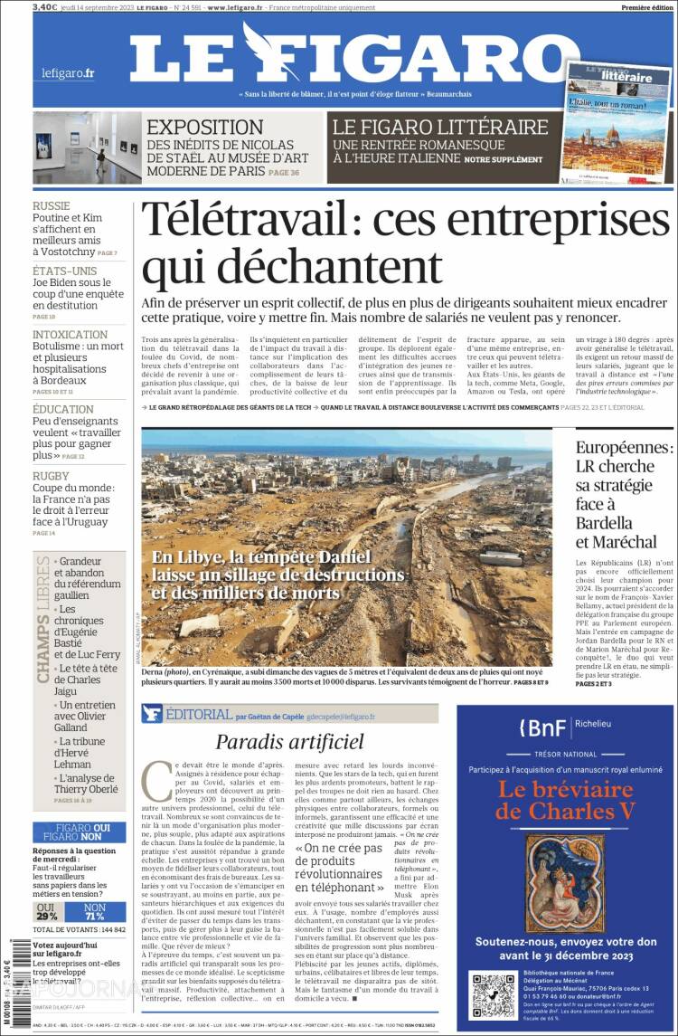 Portada de Le Figaro (Francia)