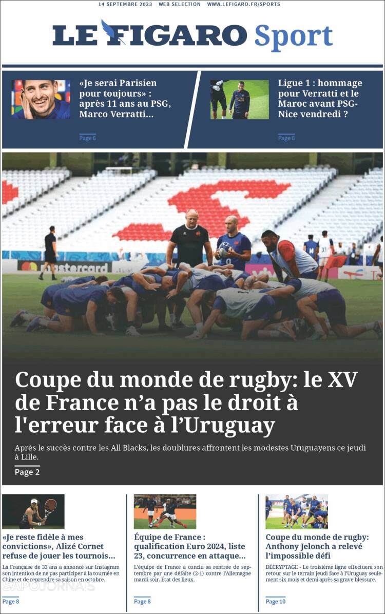 Portada de Le Figaro Sport (Francia)