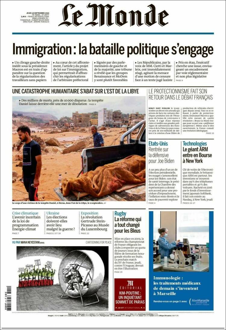Portada de Le Monde (Francia)